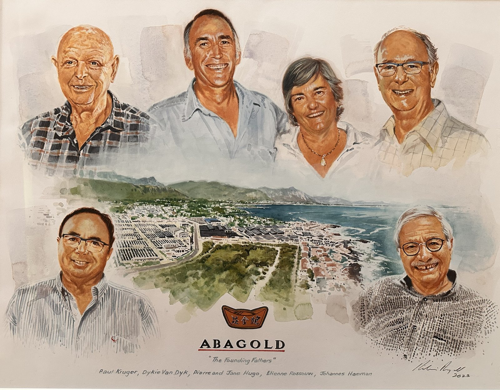 Abagold 创始人水彩画像——众位创始人与赫曼努斯海岸